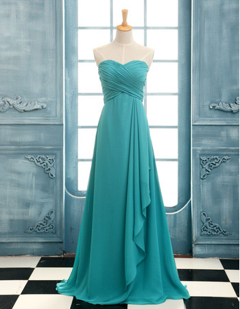 Affordable A-Line Sweetheart Floor Length Chiffon Bridesmaid Dresses