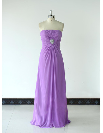 Vintage Strapless Floor Length Chiffon Bridesmaid/ Wedding Party Dress