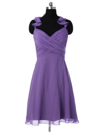 Halter Sweetheart Mini/ Short Chiffon Bridesmaid Dresses