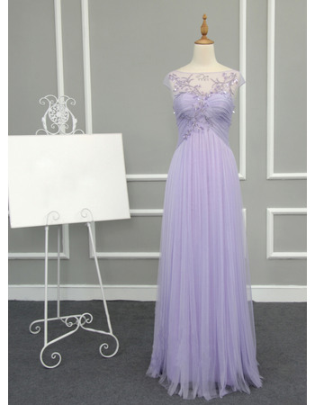 Sheath Empire Long Chiffon Tulle Evening/ Prom Dresses