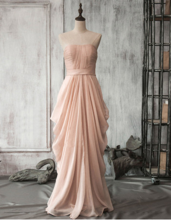 Custom Strapless Floor Length Chiffon Pick-Up Skirt Evening Dresses