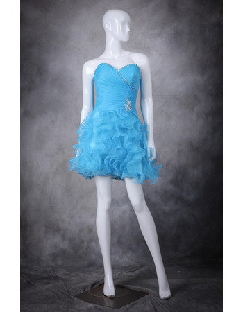 Affordable Sheath Sweetheart Short Ruffle Skirt Homecoming Dresses