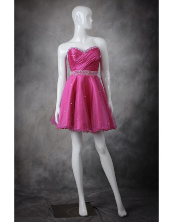 A-Line Sweetheart Short Taffeta Organza Homecoming Dresses