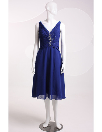 Elegant V-Neck Sleeveless Knee Length Chiffon Homecoming Dresses