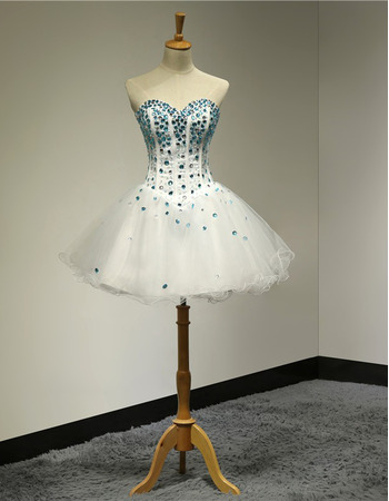 Custom Ball Gown Sweetheart Short Rhinestone Homecoming Dresses