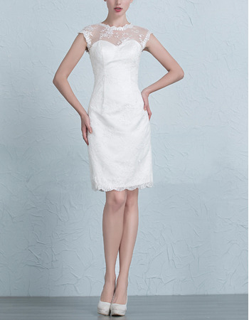 Custom Column Sleeveless Lace Mini/ Short Petite Wedding Dresses