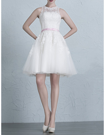 Summer A-Line Short/ Mini Organza Wedding Dresses with Belts