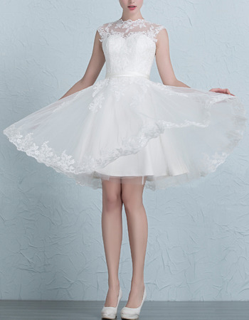 Custom A-Line Sleeveless Mini/ Short Organza Satin Wedding Dresses