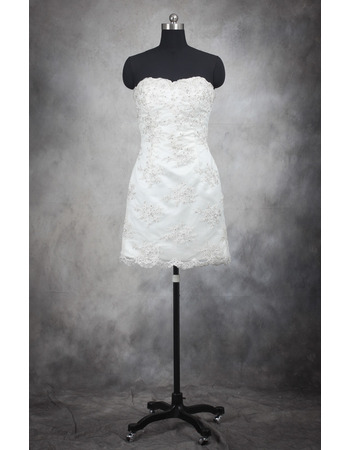 Column Sweetheart Lace Short Petite Wedding Dresses