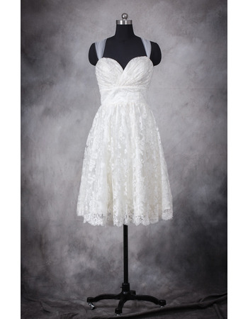 Custom Empire Straps Sweetheart Lace Short Reception Wedding Dresses