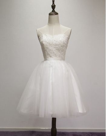 Informal Ball Gown Sweetheart Sleeveless Short Satin Wedding Dresses