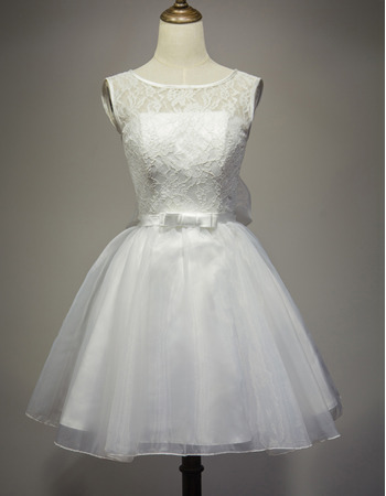 Ball Gown Sleeveless Short Lace Organza Wedding Dresses