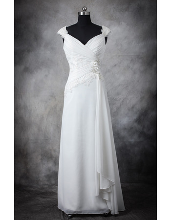 Discount Sheath Sweetheaart Floor Length Chiffon Wedding Dresses