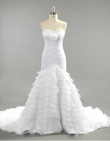 Mermaid Sweetheart Chapel Train Layered Skirt Wedding Dresses