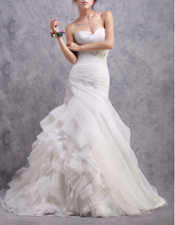 New Sheath Sweetheart Court Train Asymmetric Wedding Dresses