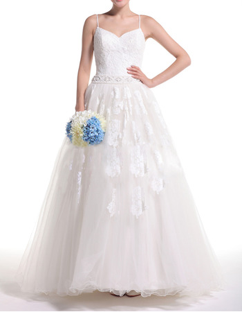 Affordable Ball Gown Spaghetti Straps Full Length Wedding Dresses