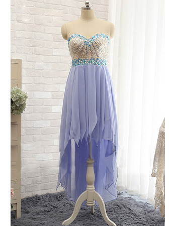 Sweetheart High-Low Chiffon Tasseled Skirt Prom/ Evening Dresses