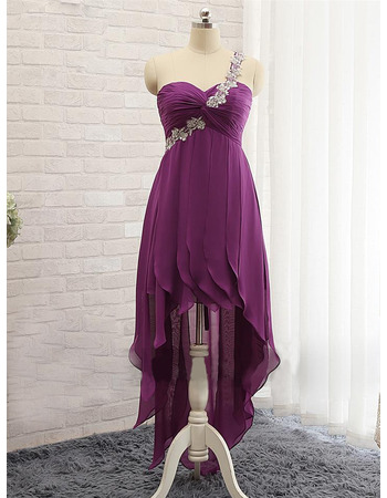 One Shoulder High-Low Chiffon Prom/ Evening Dresses