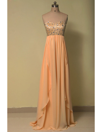 Affordable Empire Sweetheart Floor Length Chiffon Evening Dresses