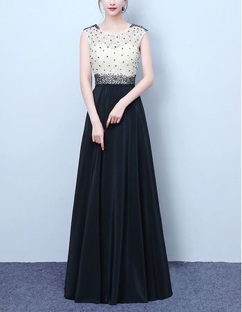 New Sleeveless Floor Length Lace Chiffon Beading Evening Dresses