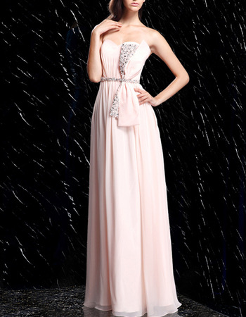 New Sweetheart Floor Length Chiffon Evening Dresses with Bows