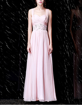 Custom Sweetheart Floor Length Chiffon Evening Dresses with Straps