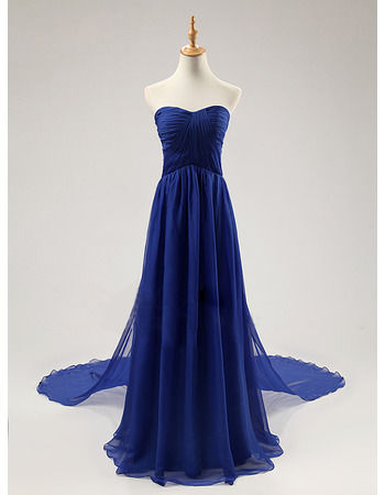 Sweetheart Sweep Train Chiffon Evening Dresses