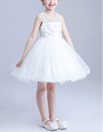 Ball Gown Sleeveless Short Satin Flower Girl Dresses