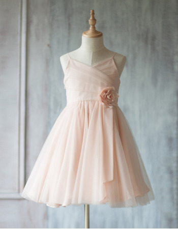 Stunning A-Line Spaghetti Straps Short Tulle Flower Girl Dresses