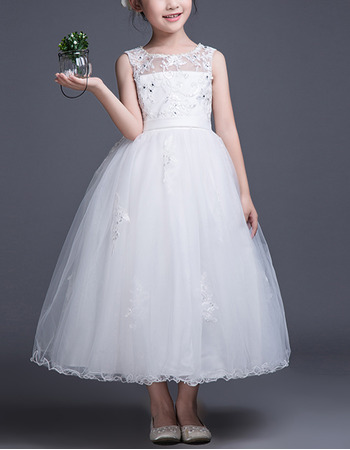 Stunning Ball Gown Sleeveless Tea Length Organza Flower Girl Dresses