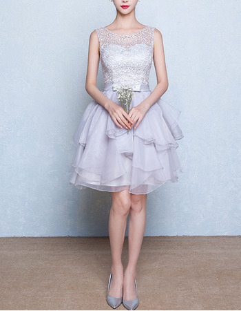 Sexy Sleeveless Short Layered Skirt Lace Organza Homecoming Dresses