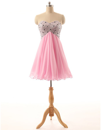 Sweetheart Short Chiffon Beading Homecoming Dresses