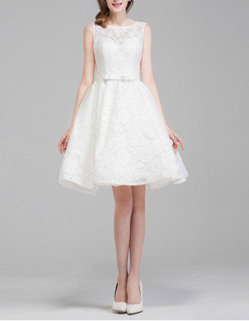 Affordable Sleeveless Mini Lace Short Reception Wedding Dresses