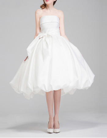 Classic Ball Gown Strapless Knee Length Taffeta Wedding Dresses