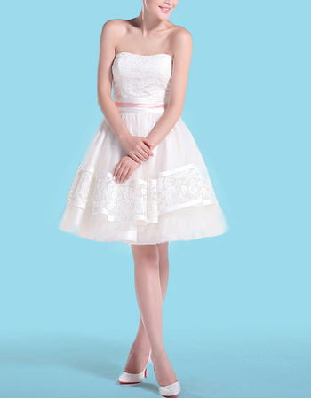 Sexy Casual A-Line Strapless Short Taffeta Petite Wedding Dresses