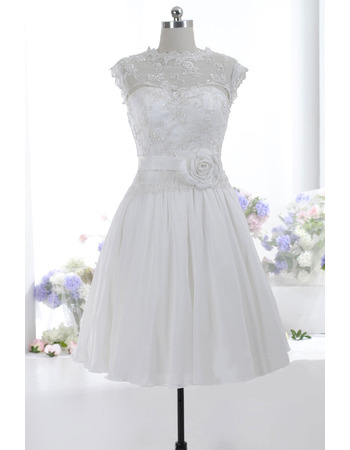 Discount A-Line Sleeveless Knee Length Taffeta Wedding Dresses