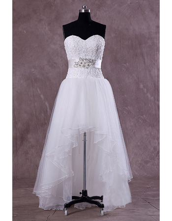 Column Sweetheart High-Low Organza Wedding Dresses