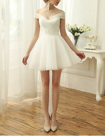 Elegant Off-the-shoulder Cap Sleeves Short Organza Wedding Dresses