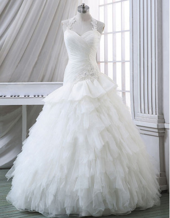 Discount Sheath Halter Sweetheart Tulle Bubble Skirt Wedding Dresses