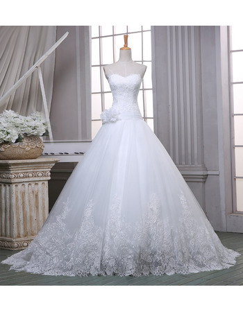 New Ball Gown Sweetheart Sweep Train Organza Wedding Dresses