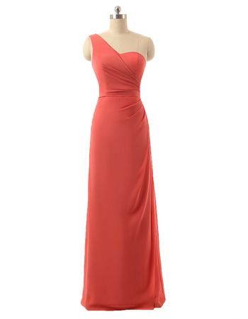 Affordable One Shoulder Floor Length Chiffon Bridesmaid Dresses