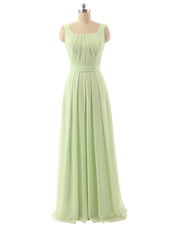 New Square Floor Length Chiffon Bridesmaid Dresses with Straps