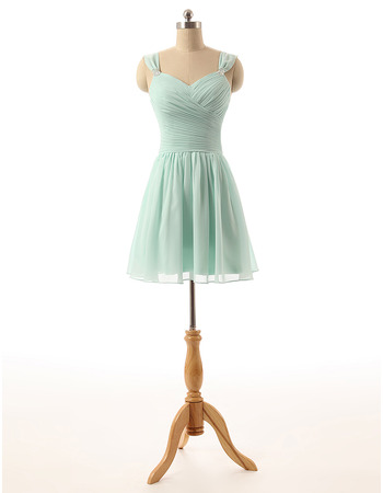 Custom Sweetheart Short Chiffon Bridesmaid Dresses with Straps