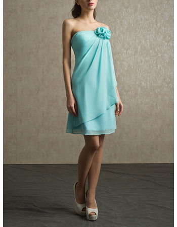 Elegant Strapless Short Chiffon Bridesmaid/ Wedding Party Dresses