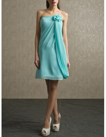 Strapless Short Chiffon Bridesmaid/ Wedding Party Dresses