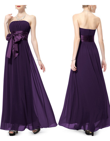 Vintage Strapless Floor Length Chiffon Bridesmaid Dresses with Sashes