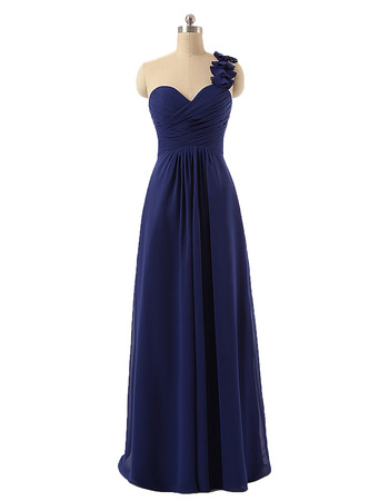 One Shoulder Floor Length Chiffon Bridesmaid Dresses