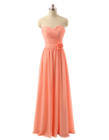 Elegant Sweetheart Long Chiffon Bridesmaid/ Wedding Party Dresses