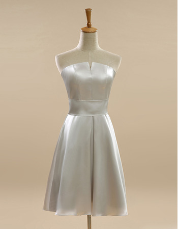 Custom Strapless Short Satin Bridesmaid/ Wedding Party Dresses
