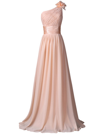 Discount One Shoulder Floor Length Chiffon Bridesmaid Dresses